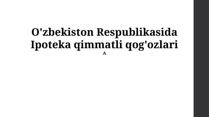 Ipoteka Qimmatli Qog'ozlari