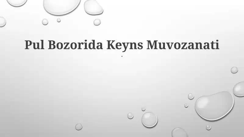 Pul Bozorida Keyns Muvozanati