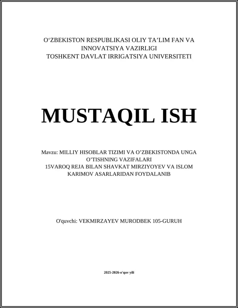 Milliy hisoblar tizimi