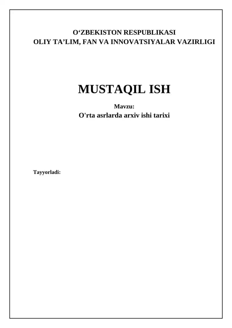 O'rta asrlarda arxiv ishi tarixi