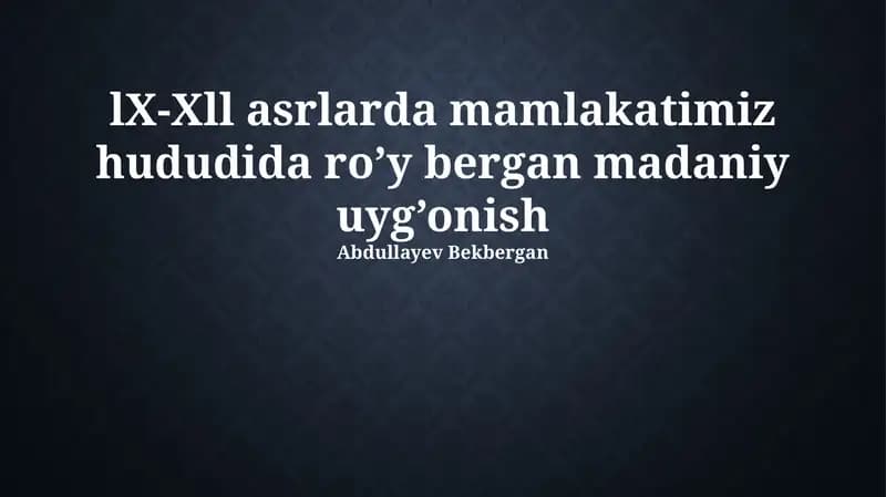 Mustaqillikka intilish va milliy g'oya