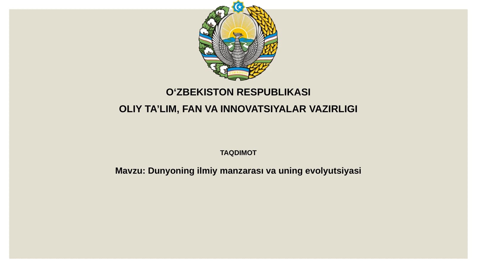 Dunyoning ilmiy manzarasivauning evolyutsiyasi