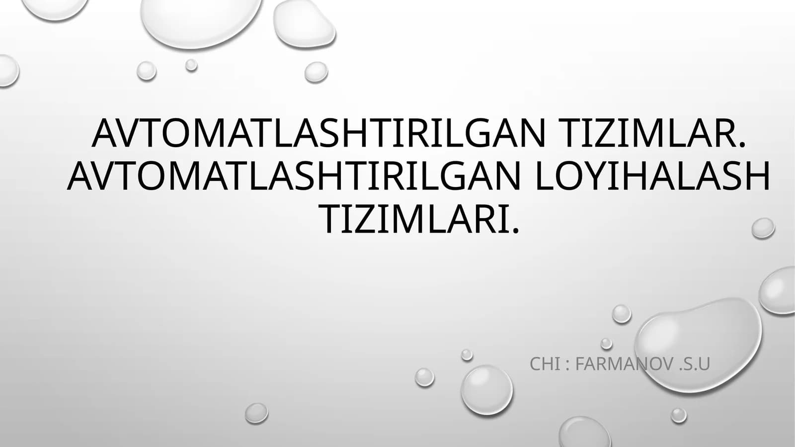 Avtomatlashtirilgan tizimlar