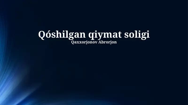 Qo'shilgan Qiymat Soligi