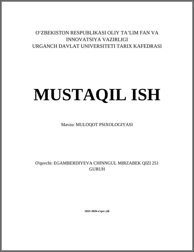 MULOQOT PSIXOLOGIYASI