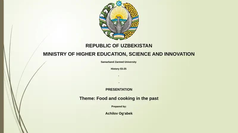 Food and cooking in the past