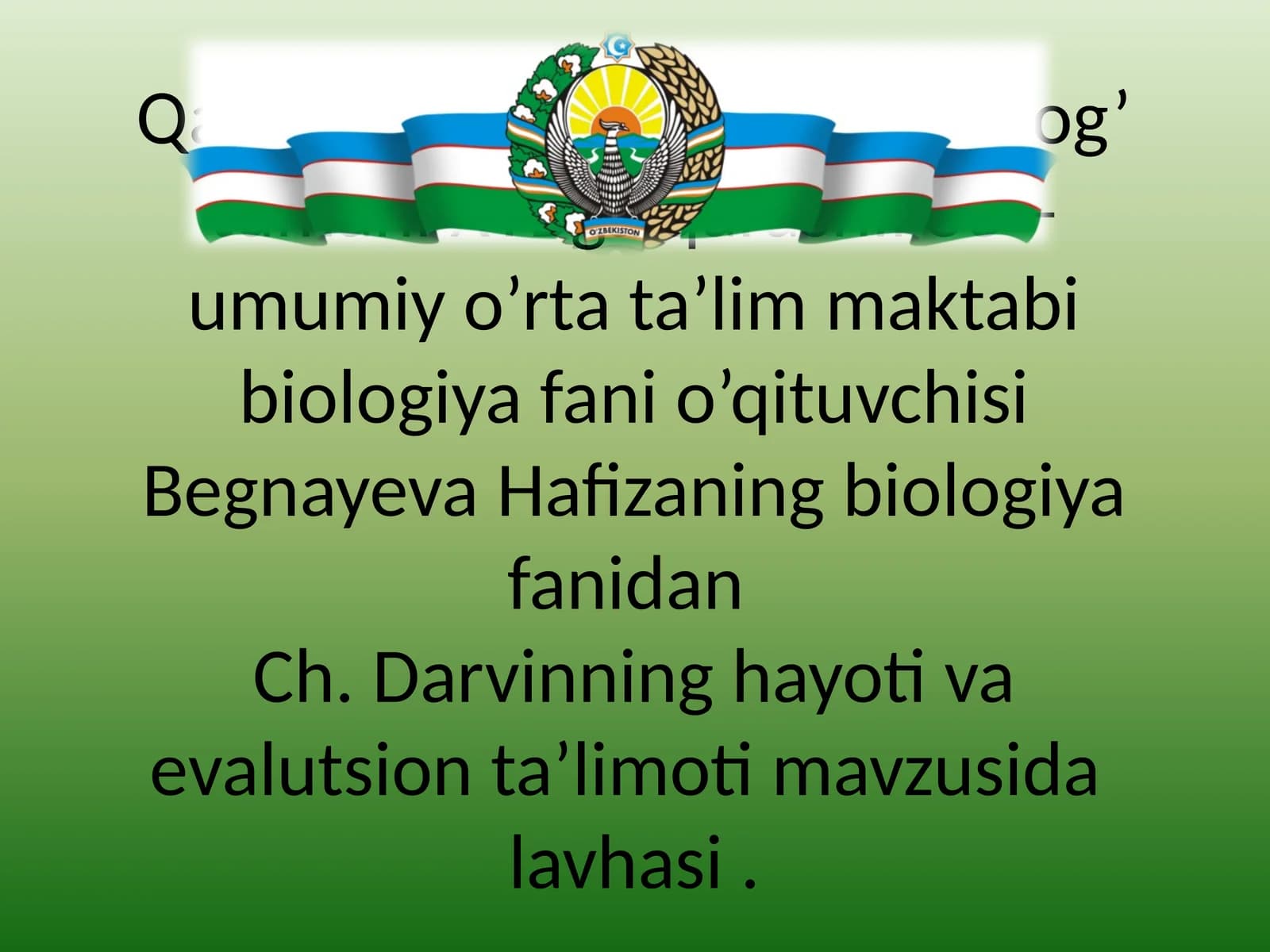 Ch.Darvinning hayoti va evalutsion ta’limoti