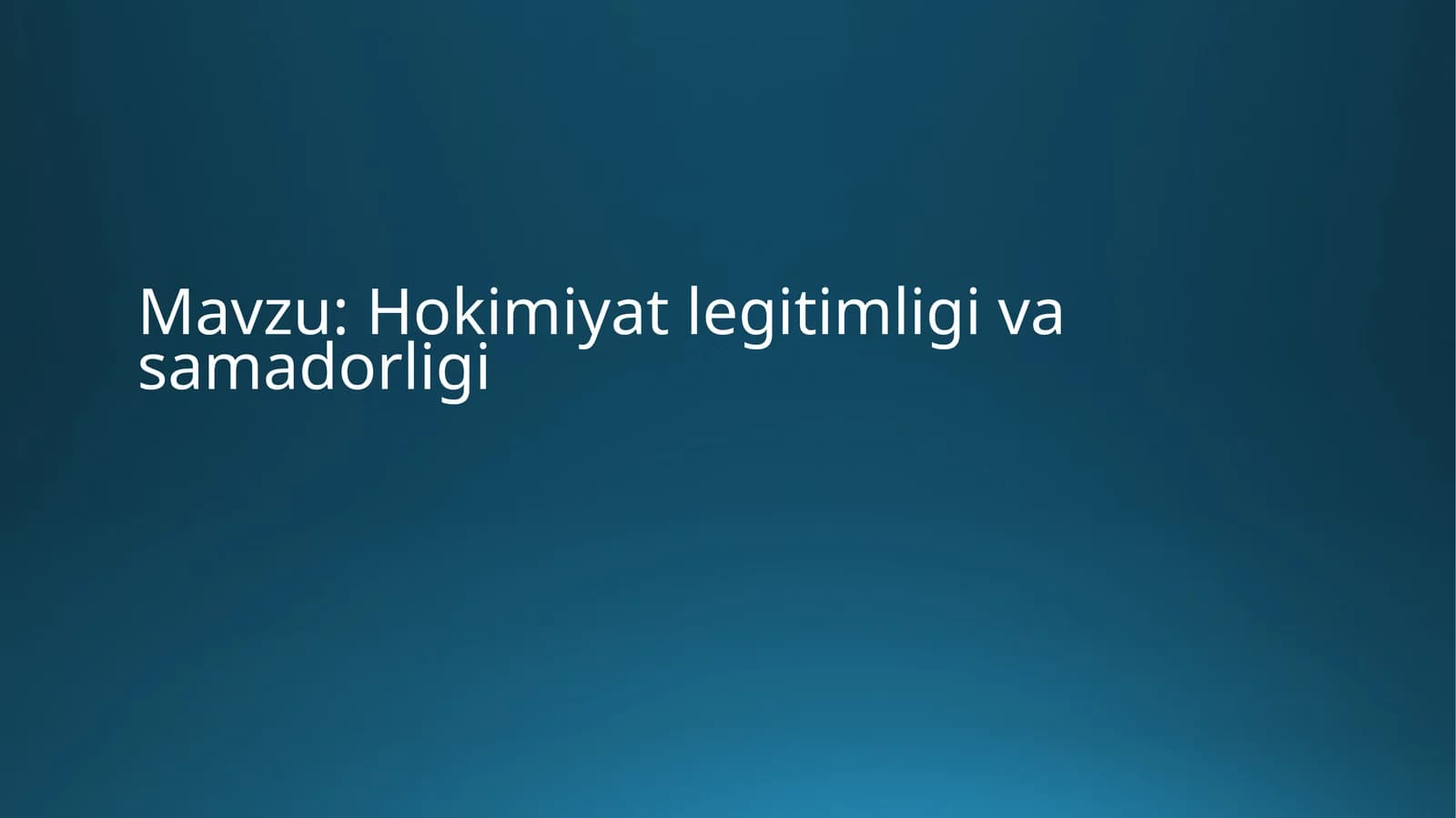 Hokimiyat legitimligi va samadorligi