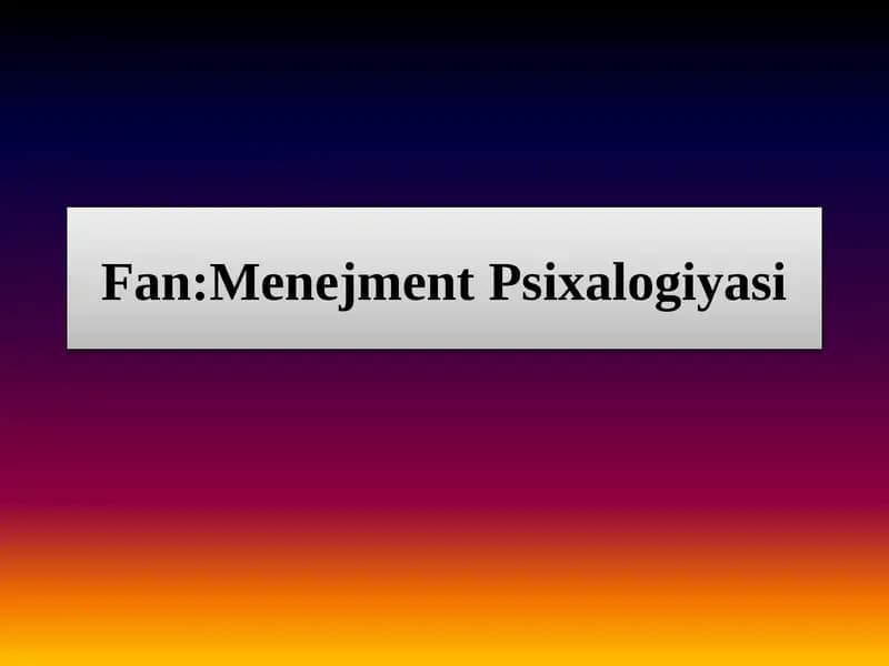 Tashkilotda konfliktlare psixalogiyasi