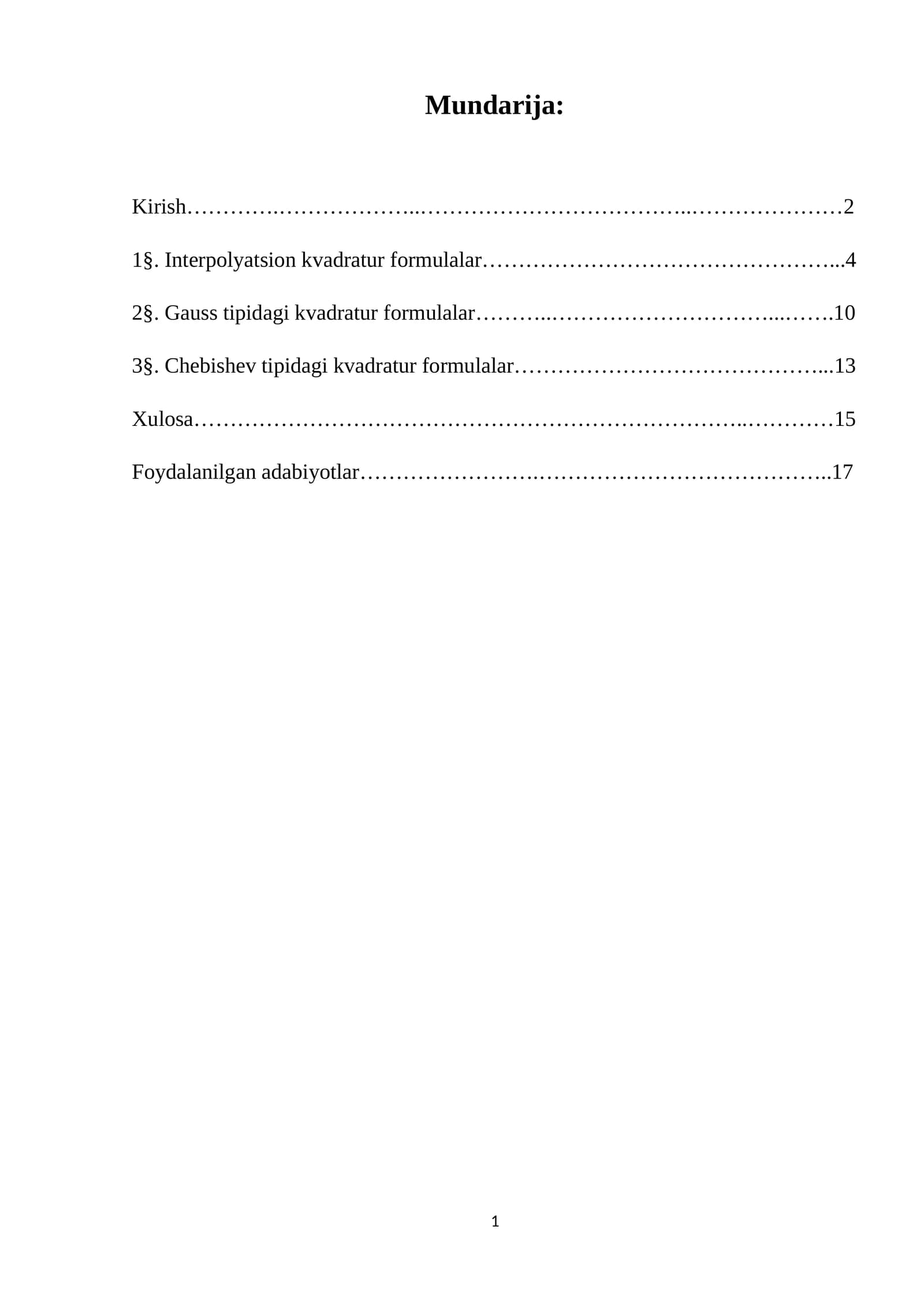 Interpolyatsion kvadratur formulalar
