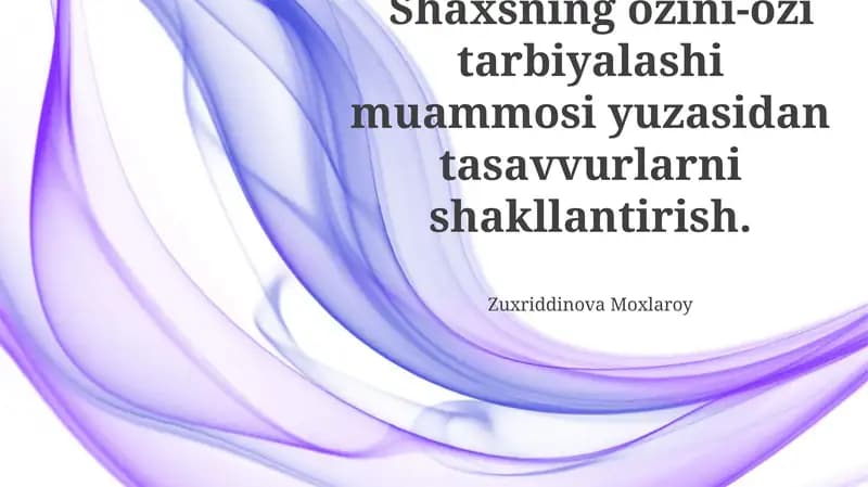 O'z-o'zini tarbiyalash jarayonida to'siqlar