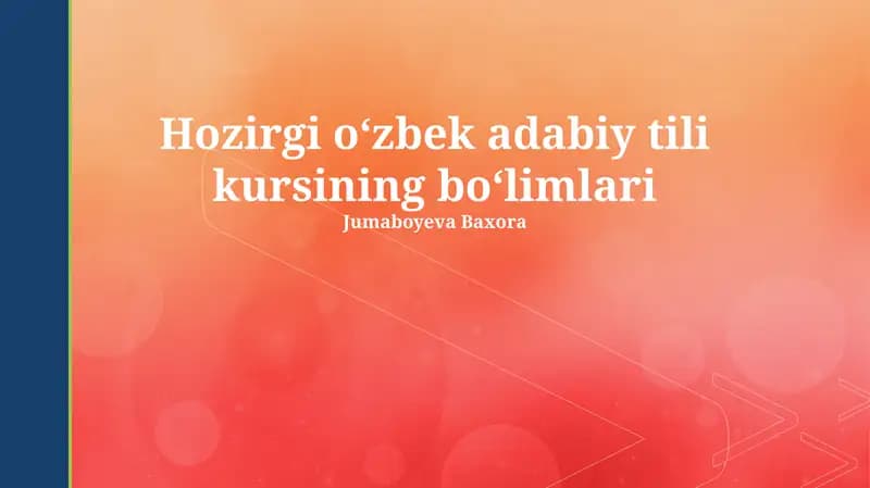 Zamonaviy o'zbek adabiy tili kursi