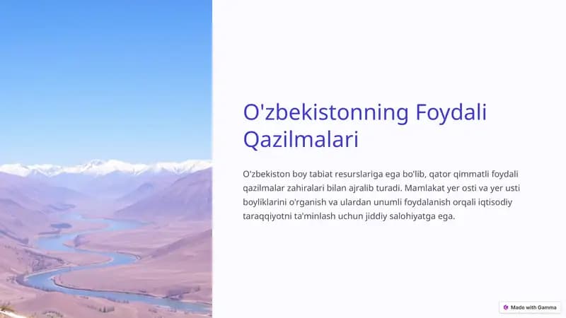 O'zbekistonning Foydali Qazilmalari