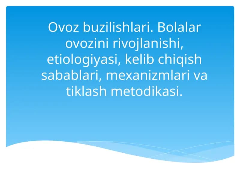 Bolalar ovozi haqida tushuncha