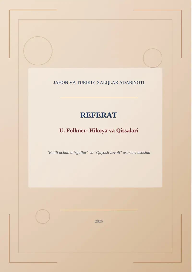 U. Folkner: Hikoya va Qissalari