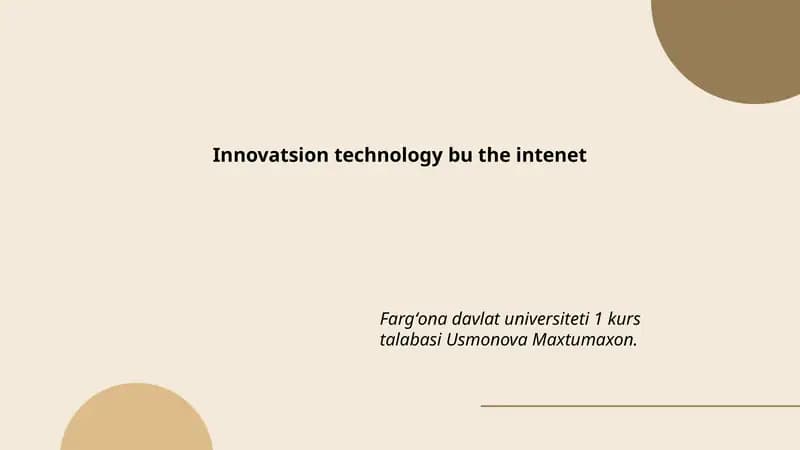 Innovatsion technology bu the intenet