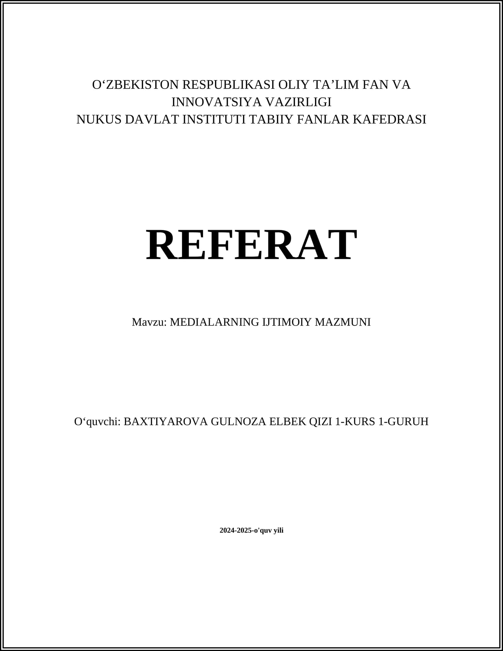 MEDIALARNING IJTIMOIY MAZMUNI