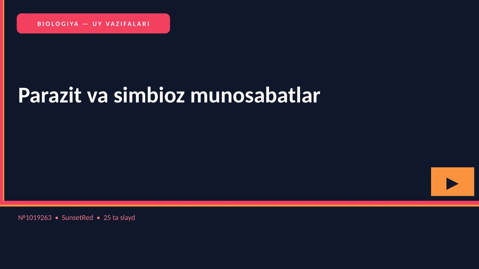 BIOLOGIYA — UY VAZIFALARI