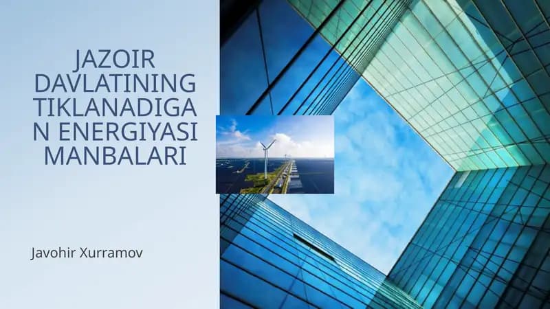 JAZOIR DAVLATINING TIKLANADIGAN ENERGIYASI MANBALARI