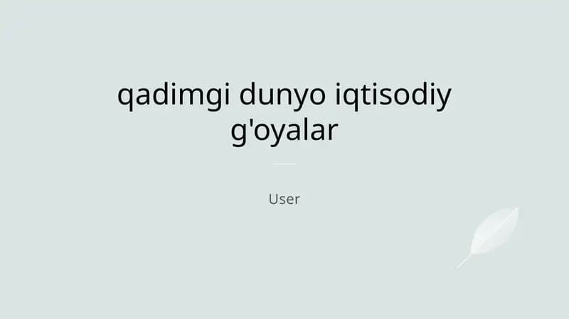 Qadimgi iqtisodiy g'oyalar