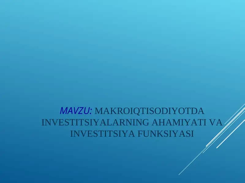 Autonom investitsiyalar grafigi