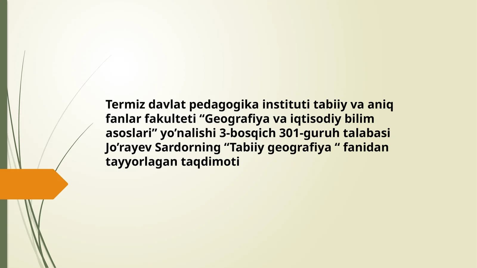 Tabiiy geografiya fanidan ta'lim