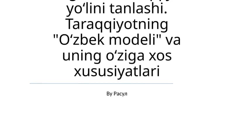 O'zbek modeli: Yutuqlar, muammolar va istiqbollar