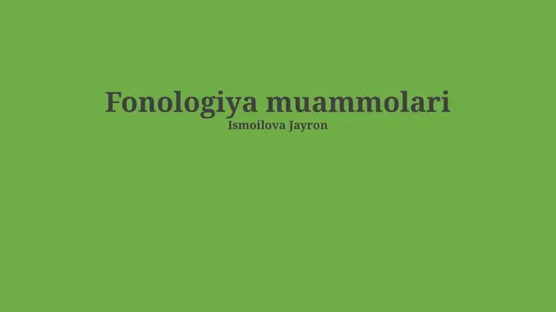 Fonologiya muammolari