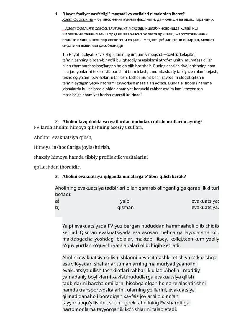 Hayot-faoliyat xavfsizligi
