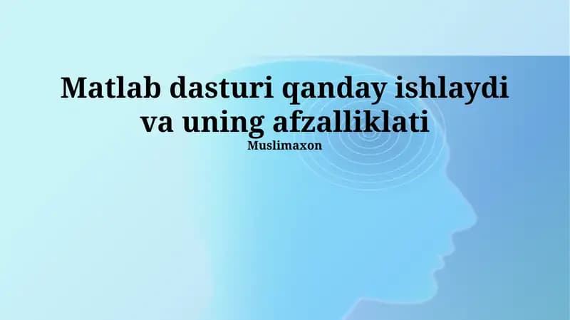 Matlab dasturi qanday ishlaydi va uning afzalliklati