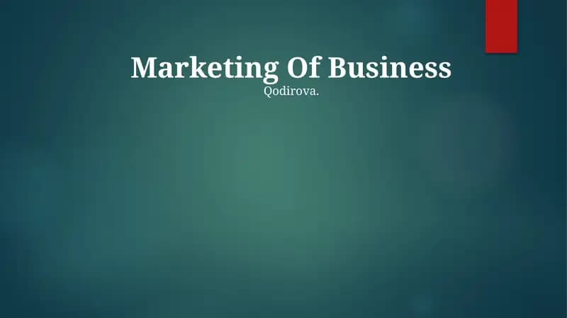 Marketing Of Business