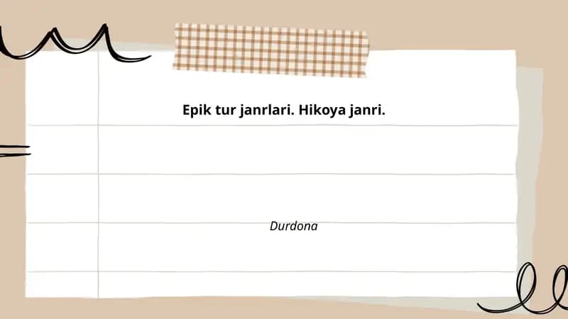 Epik tur janrlari. Hikoya janri