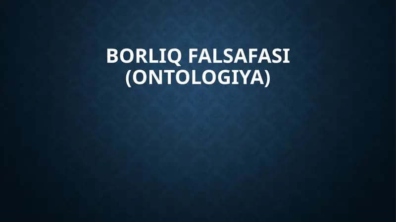 Borliq falsafasi (ontologiya)