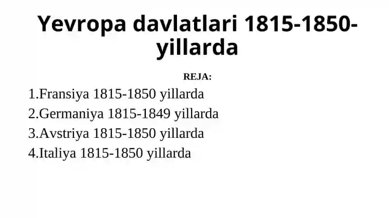 Yevropa davlatlari 1815-1850-yillarda