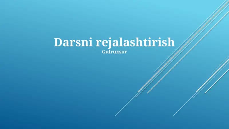 Darsni rejalashtirish
