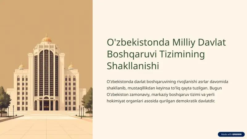 O'zbekistonda Milliy Davlat Boshqaruvi Tizimining Shakllanishi