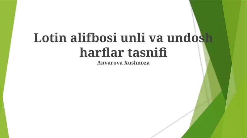 Lotin alifbosi unli va undosh harflar tasnifi