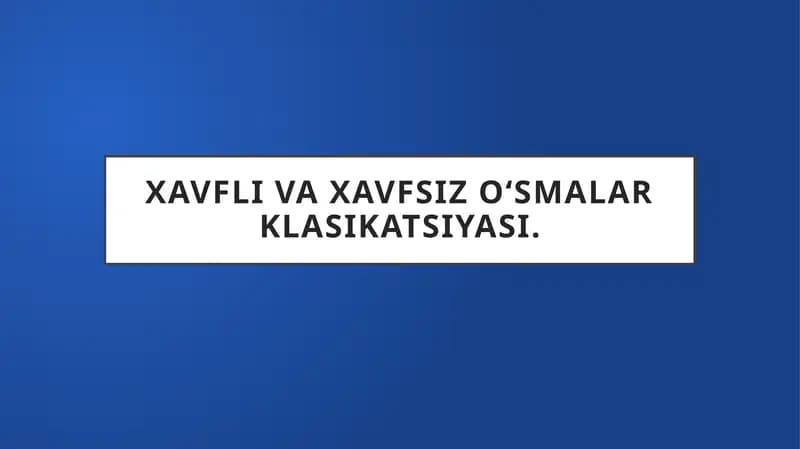 Xavfli va xavfsizoʻsma larklassikatsiyasi