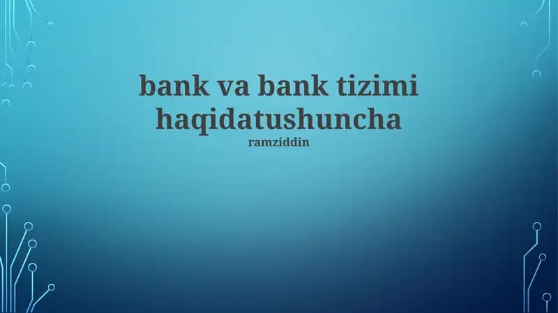 To'lov tizimlari va ularning ishlashi