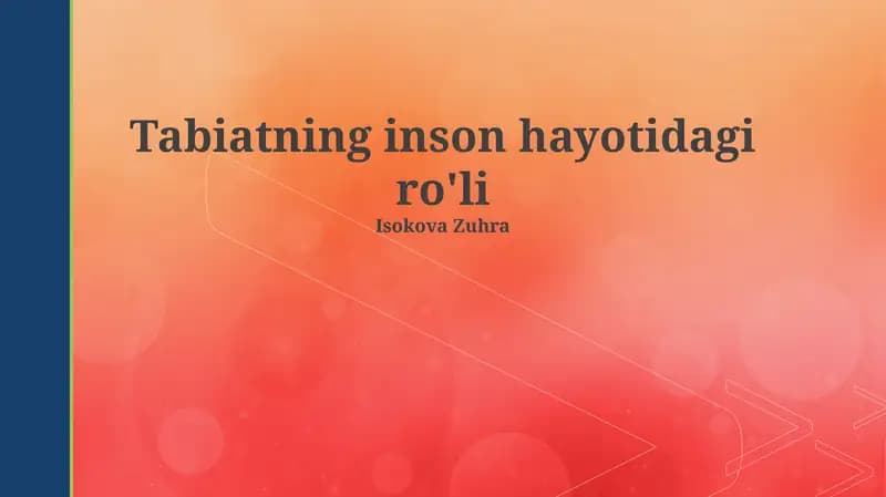 Tabiatning inson hayotidagi ro'li