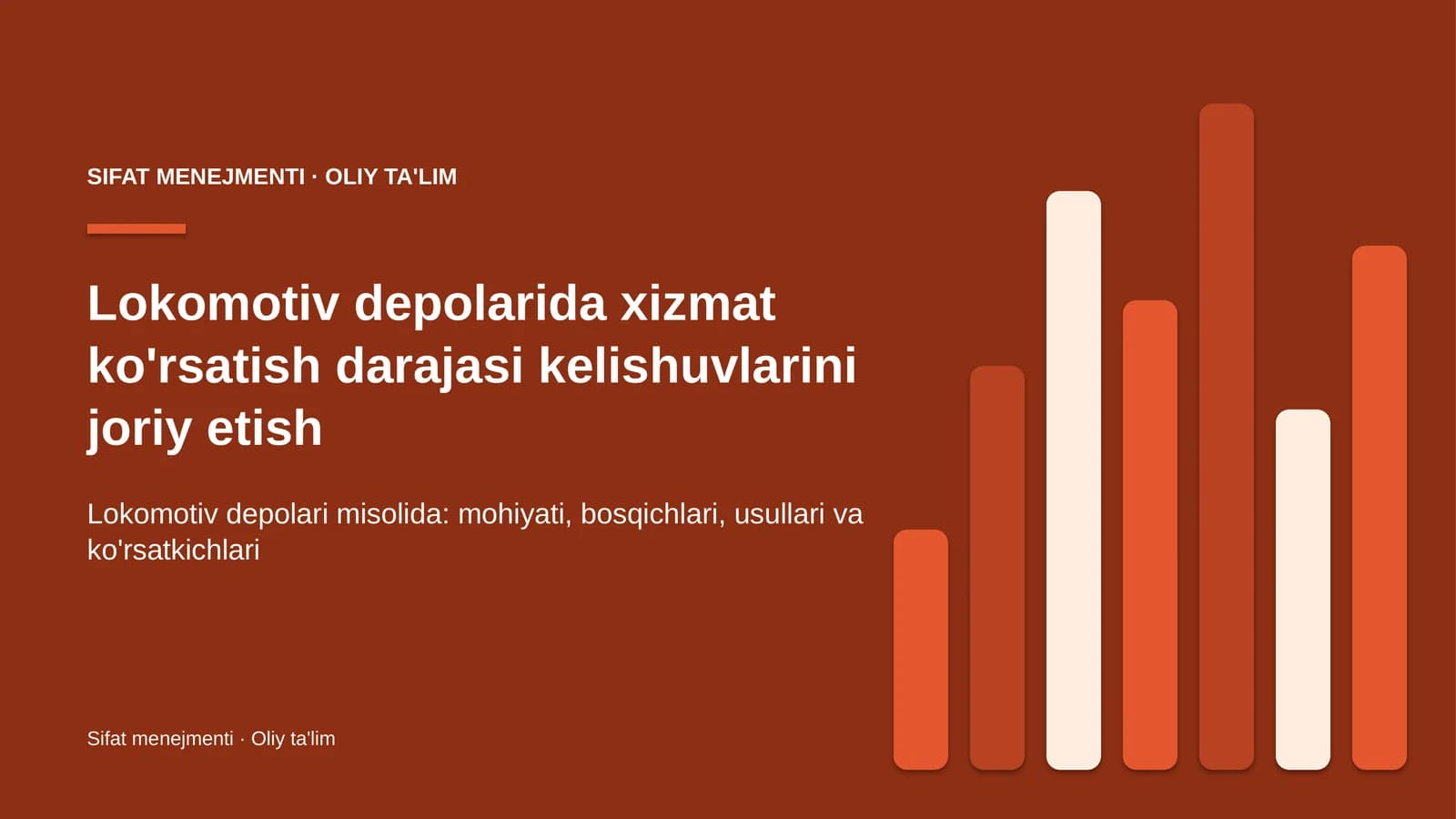 Lokomotiv depolarida xizmat ko'rsatish darajasi kelishuvlarini joriy etish