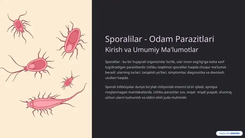 Sporalilar -odam parazitlari