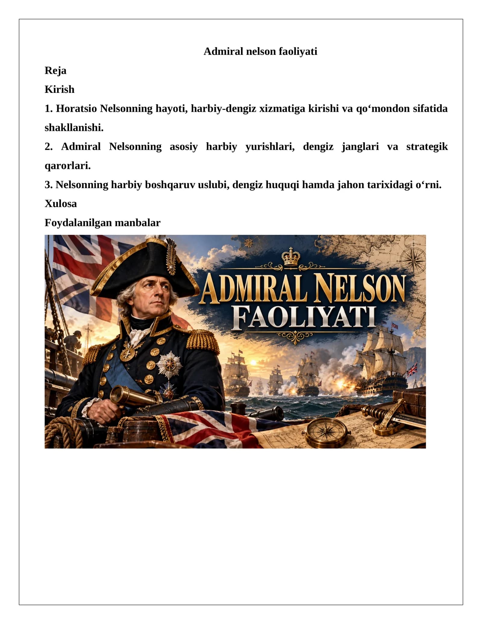 Admiral nelson faoliyati