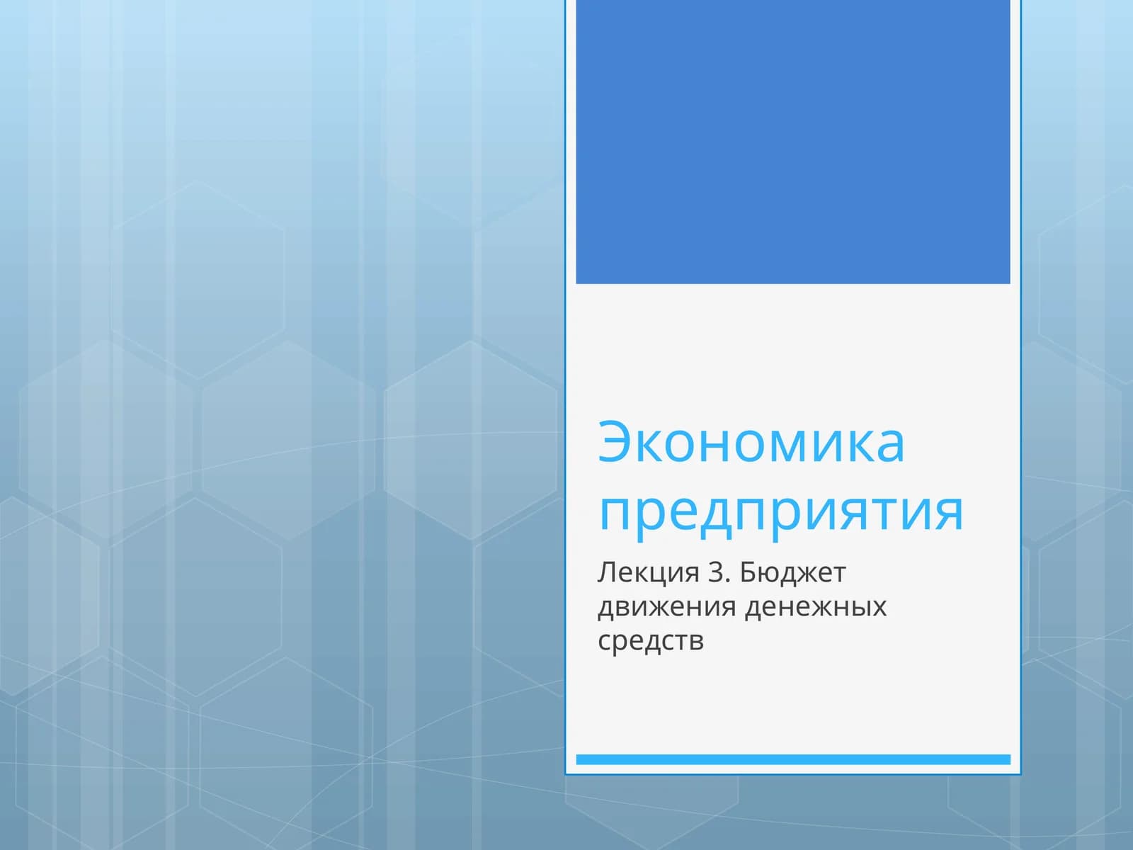 Лекция 3. Бюджет движения денежных средств