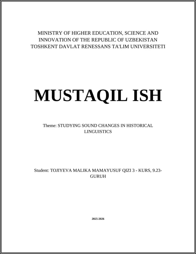 STUDYING SOUND CHANGES IN HISTORICAL LINGUISTICS