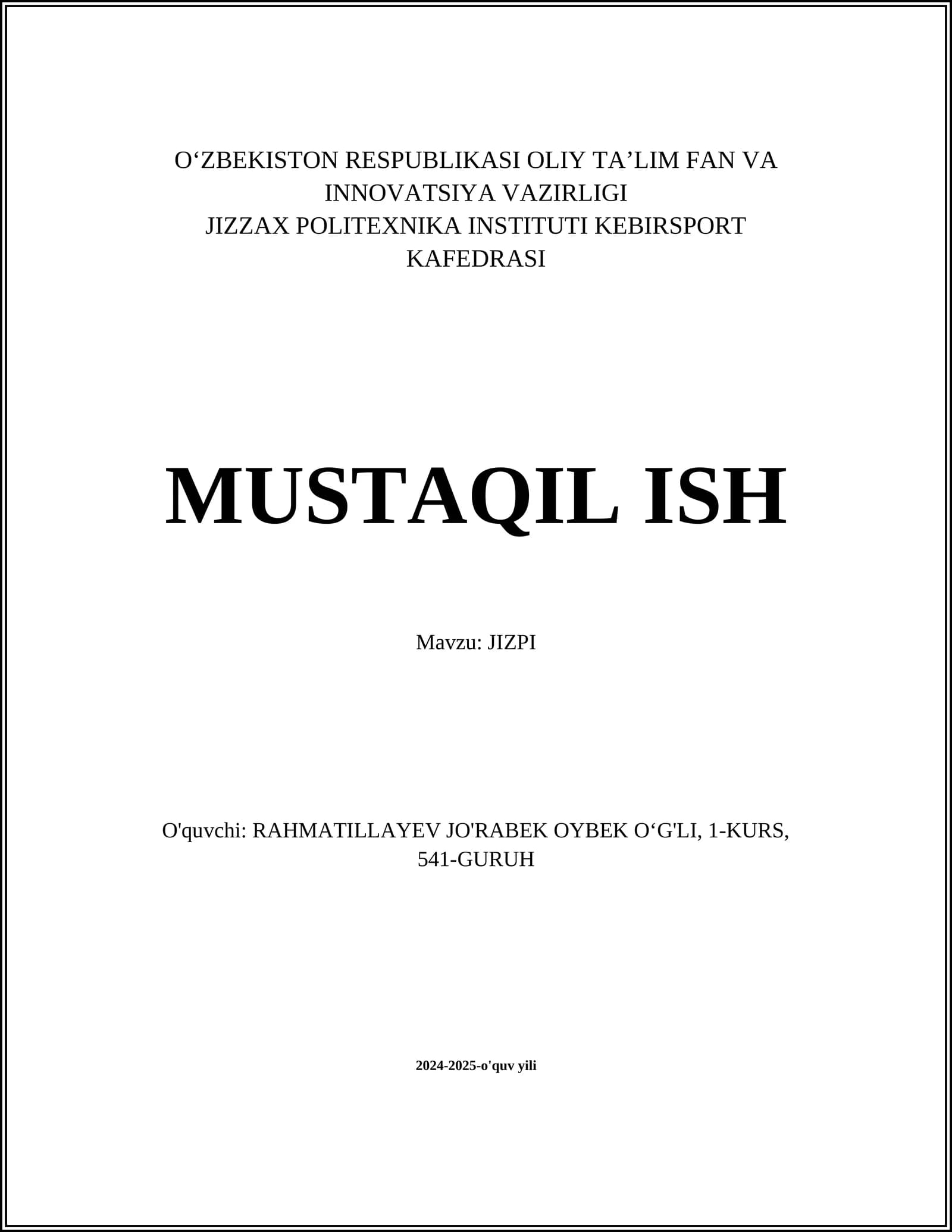 Jizpi Tayyorlash Usullari