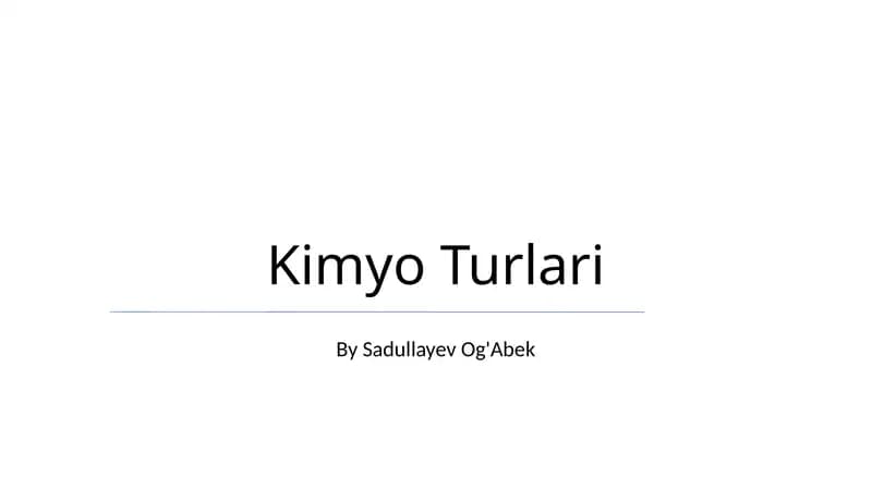 Kimyo Turlari