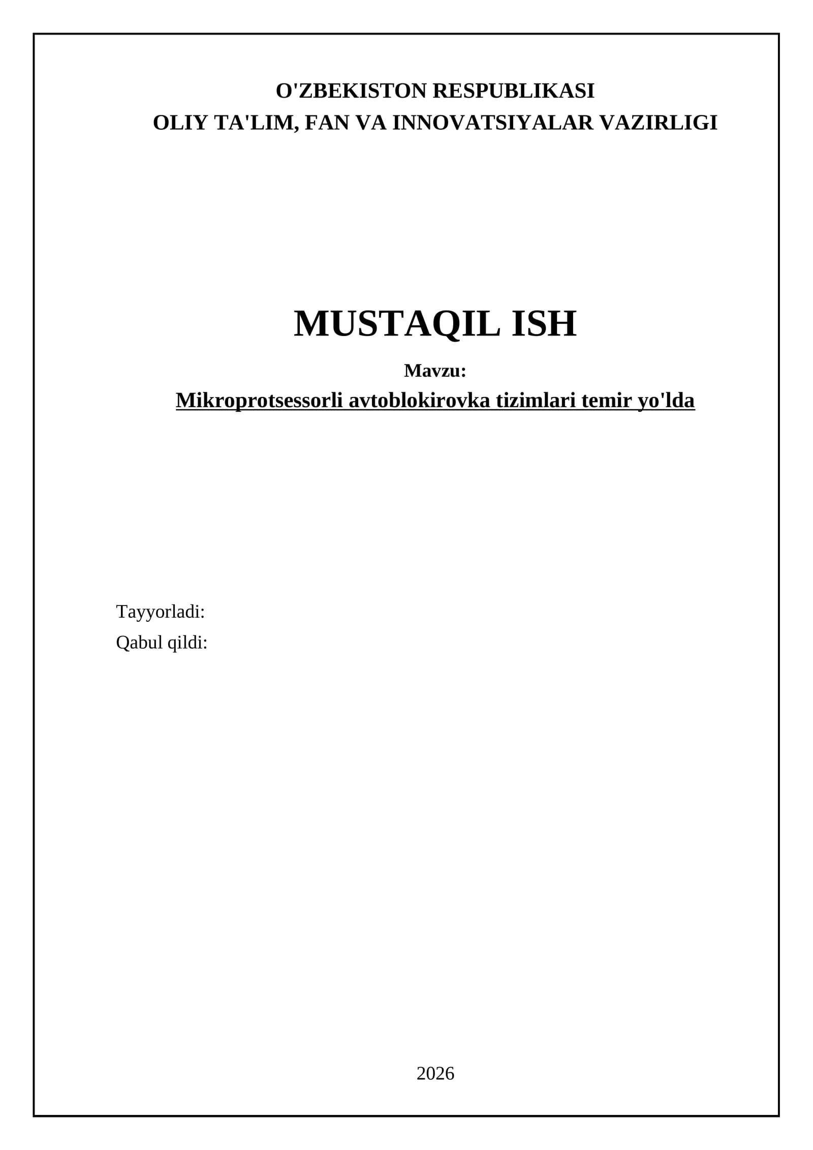 Mikroprotsessorli avtoblokirovka tizimlari temir yo'lda