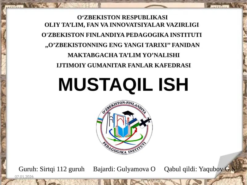 O'zbekistonning Eng Yangi Tarixi