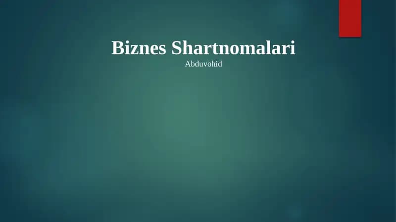 Biznes Shartnomalari